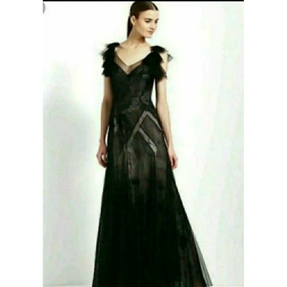 NWT BCBGMAXAZRIA DRESS TULLE GOWN ILLUSION LACE V-NECK SIZE 2 WOMENS 2 NWT - Picture 12 of 12